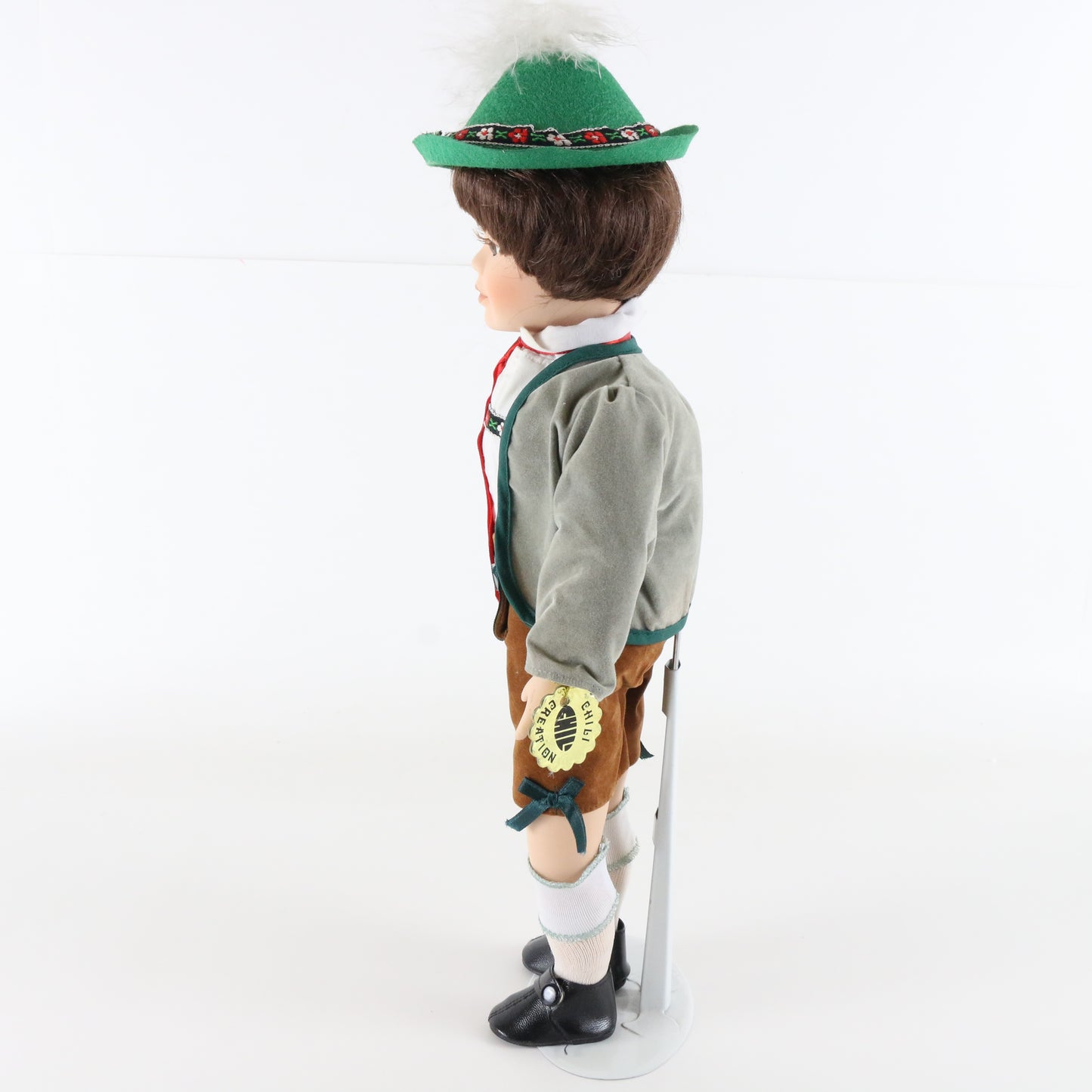 Vintage German Boy Chili Euro-exquisite Large 16" Porcelain Doll W/ Hat