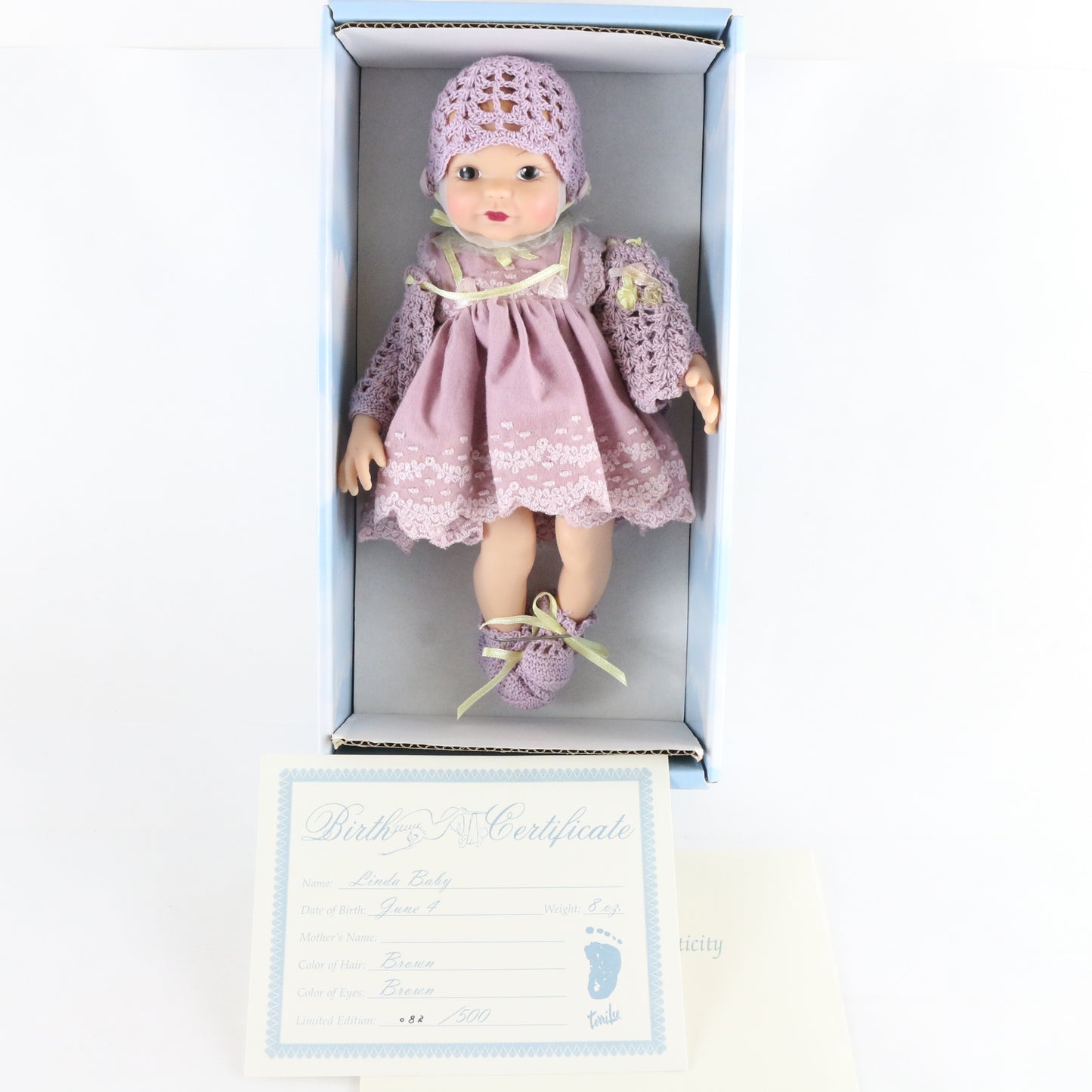 Terri Lee Linda Baby Dress Set Purple Clothes 10" Vinyl Doll 70022 W/ Extras