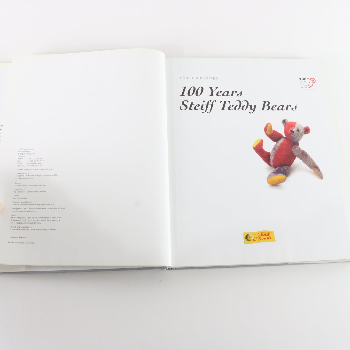 100 Years of Steiff Teddy Bears Company History Hardcover Gunther Pfeiffer