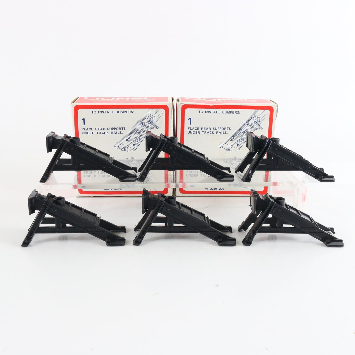 Lionel O 6-2280 Lot Of 2 Boxes (6 total Pieces) Black Plastic Bumpers end-of-track protective bumpers for layout