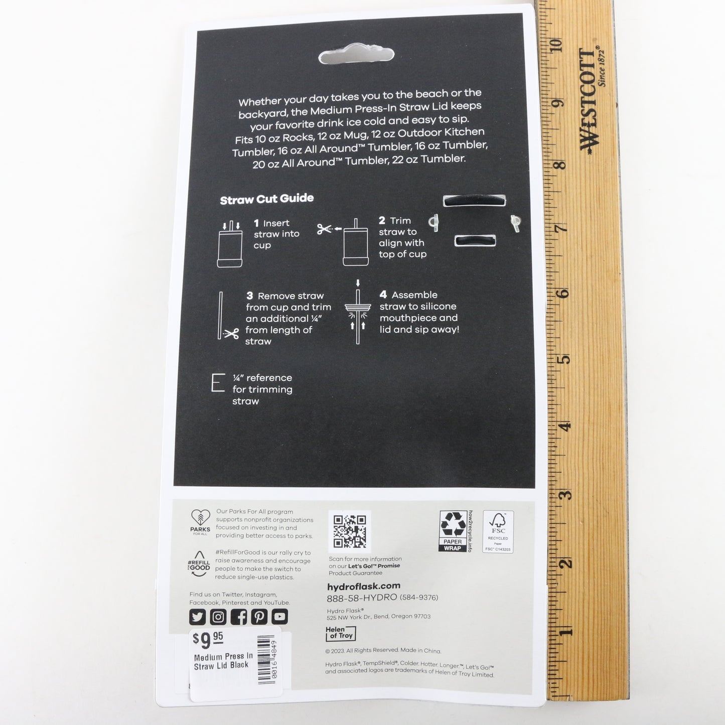 Hydro Flask Medium Press-in Straw & Lid Tumbler Water Bottle Accessories