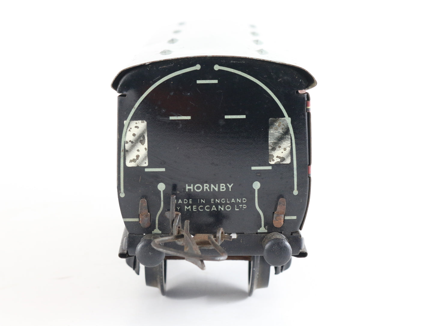 Red Guard Passenger Wagon Hornby Meccano LMS O Model Train collectible tinplate coach with LMS branding