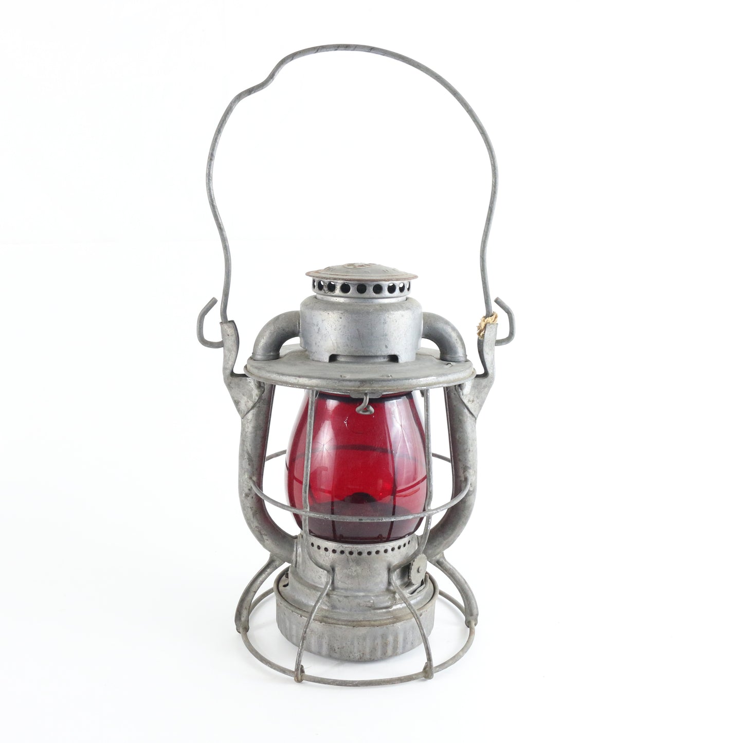 Vintage Dietz Vesta Railroad Lantern NY W/ Red Glass Globe 15" authentic rail lantern collectible hardware