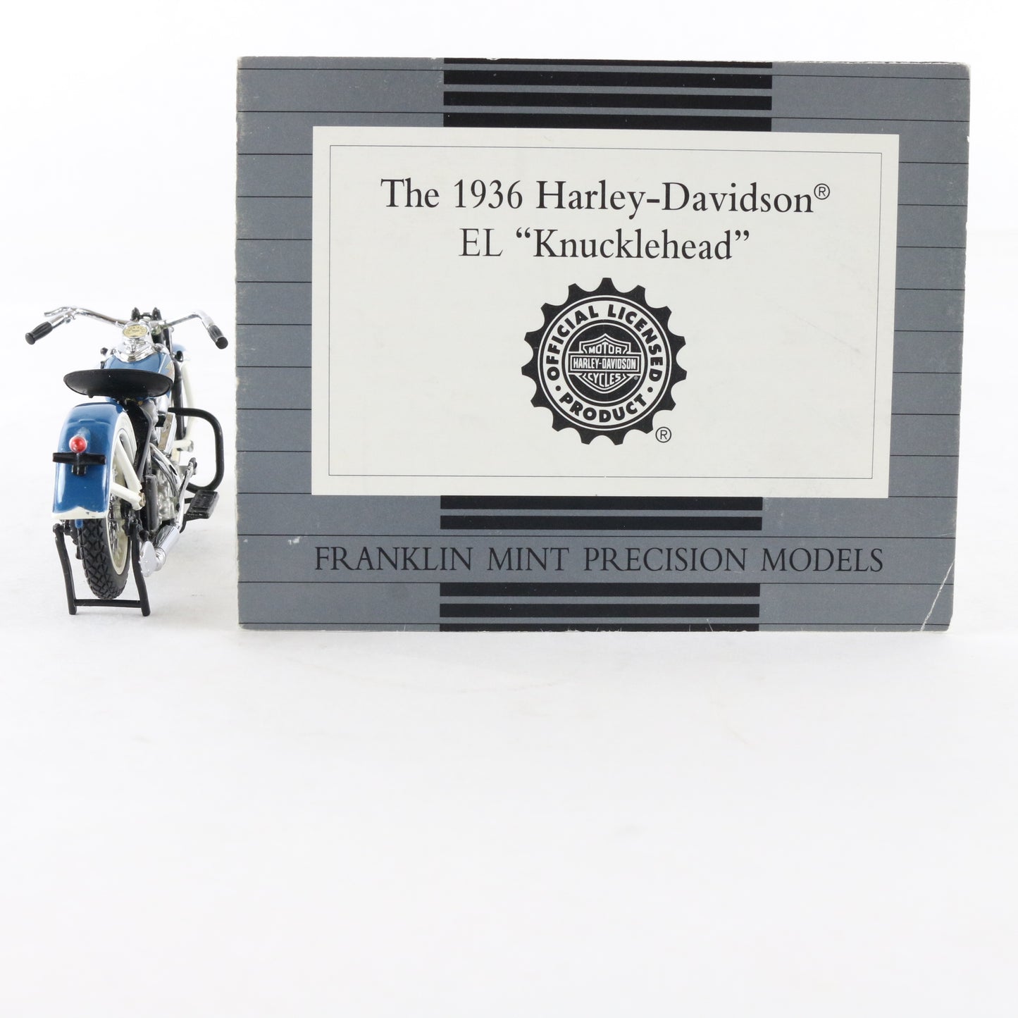 1936 Harley Davidson El Knucklehead Blue White Franklin Mint 1:24 Motorcycle
