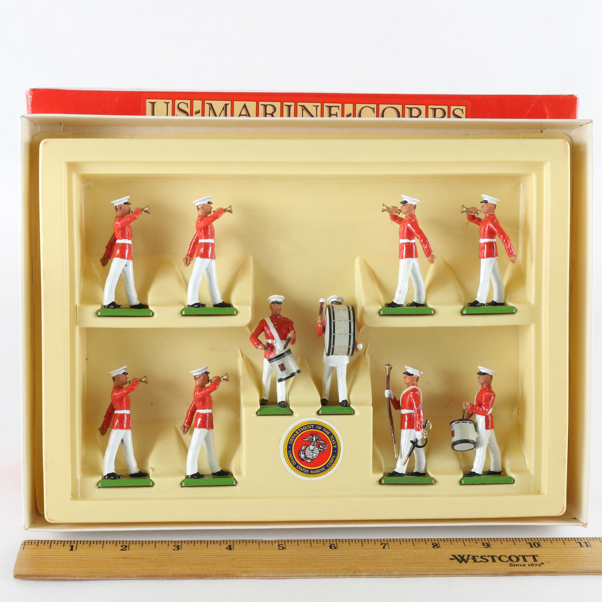 USMC US Marine Corps Drum Major Set Of 10 Soldiers Britains 1:32 7305 Metal