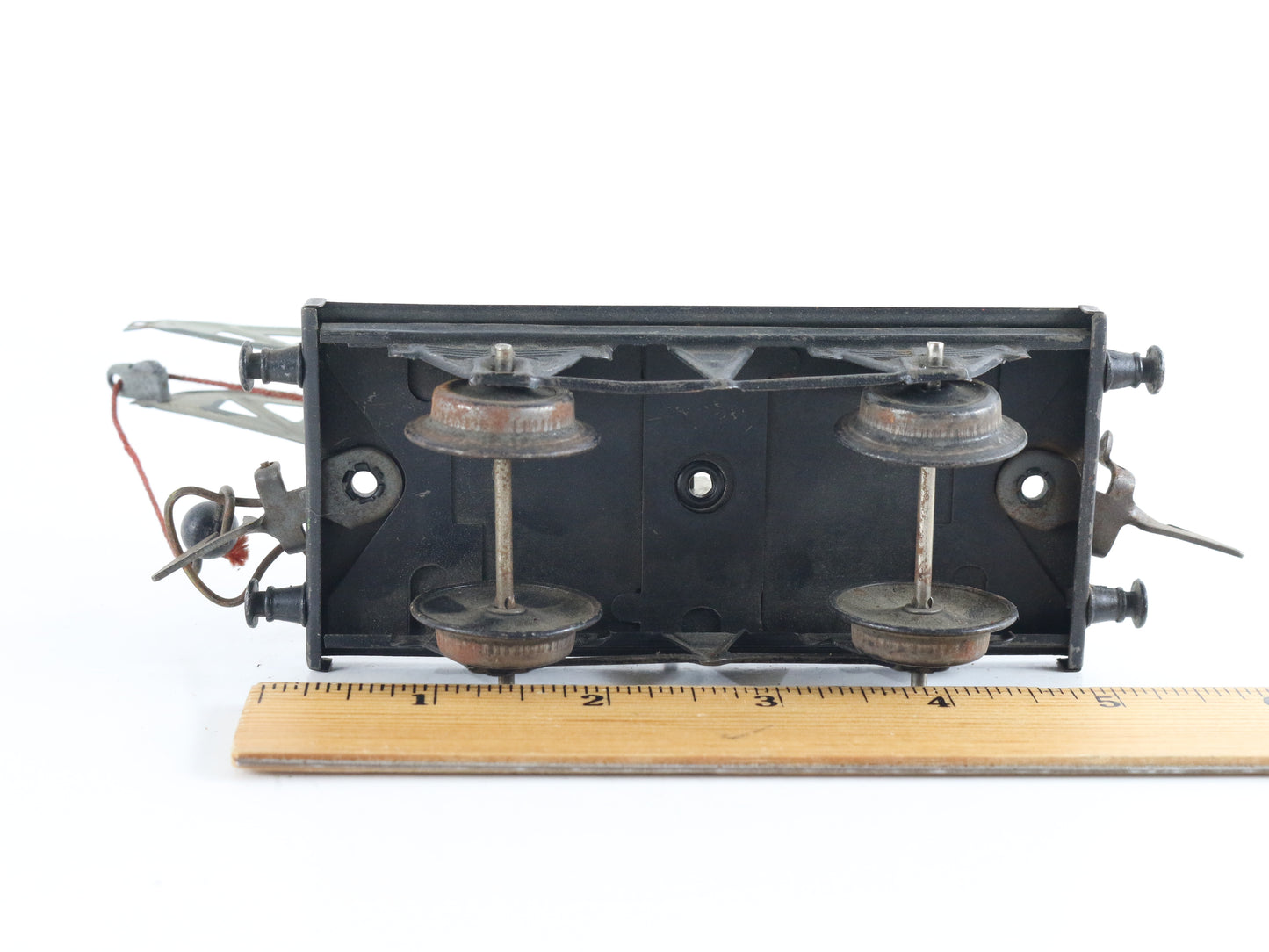 Vintage Train Crane Flat Car Hornby Meccano O Model Tinplate functional crane wagon for railway yard