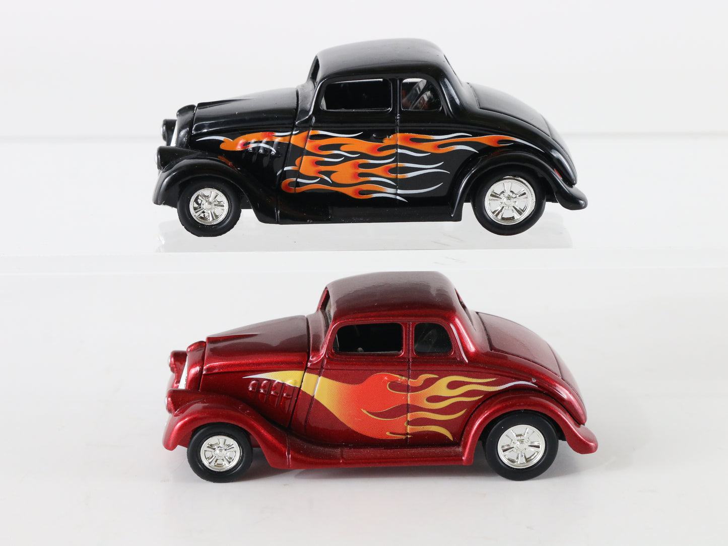 Lot of 2 1933 Willys Coupe Black & Red Model Cars Racing Champions 1:64