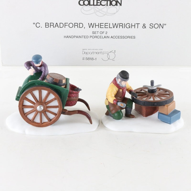 Dept 56 Heritage Village C Bradford Wheelwright Son Set Of 2 Accessories 5818-1