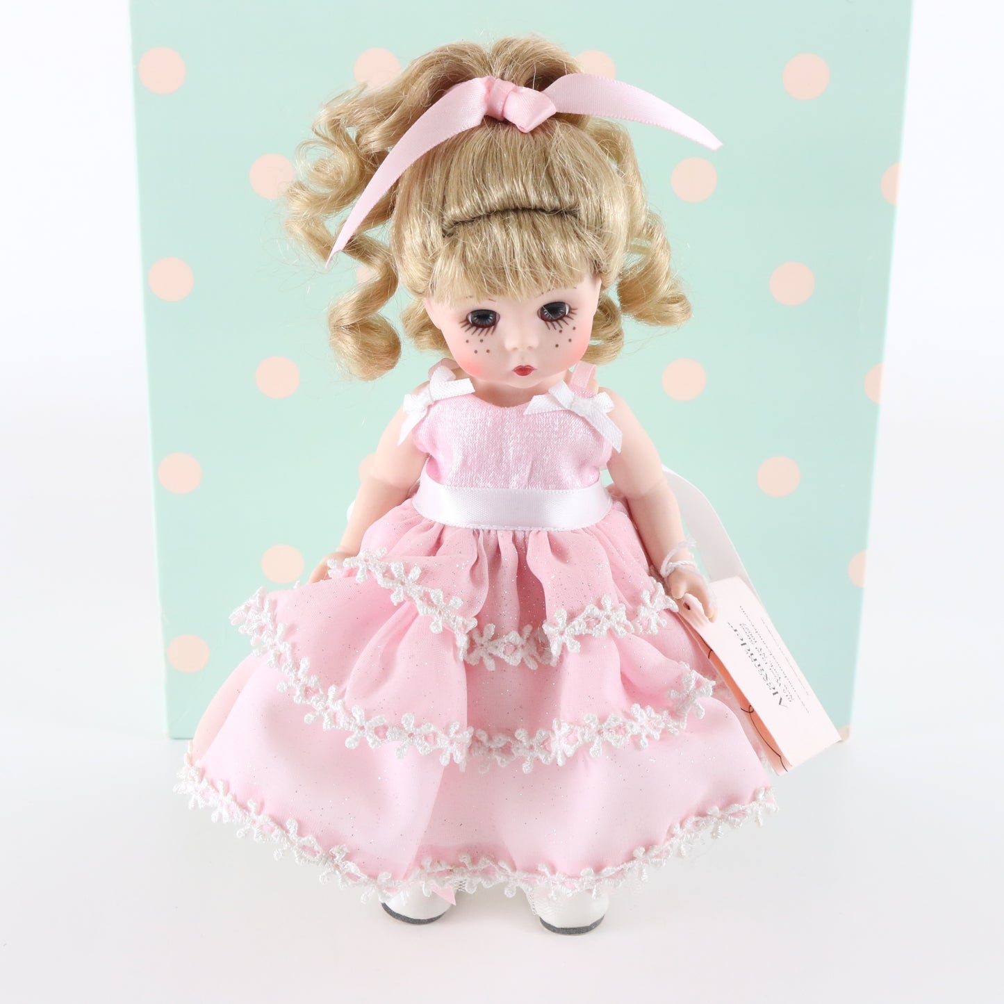 Happy Birthday Blonde Madame Alexander Pink Dress Girl Doll 8" Mx35925