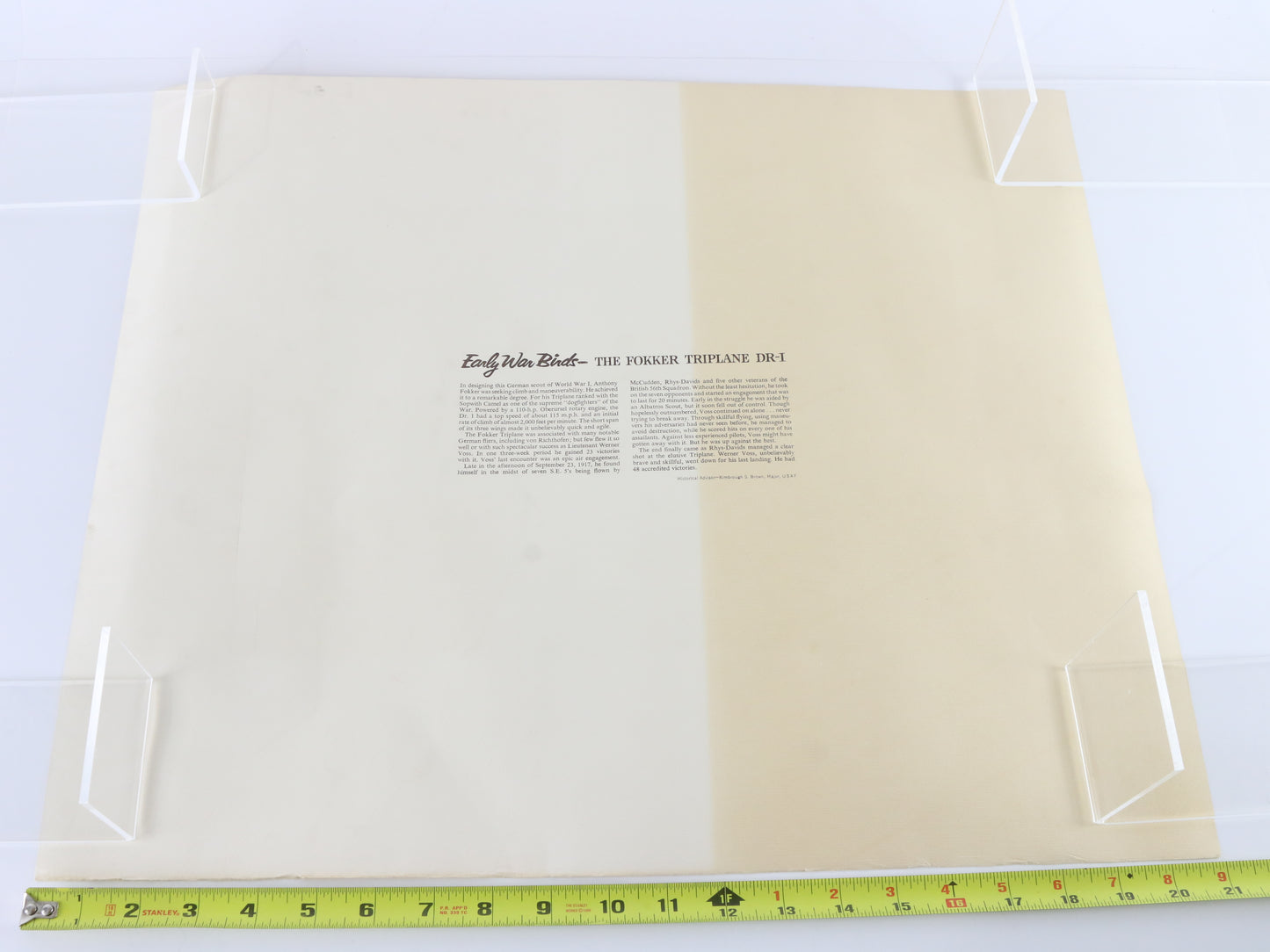 Werner Voss Fokker Triplane Dr-1 Aviation Pencil Art Historical Print 21"