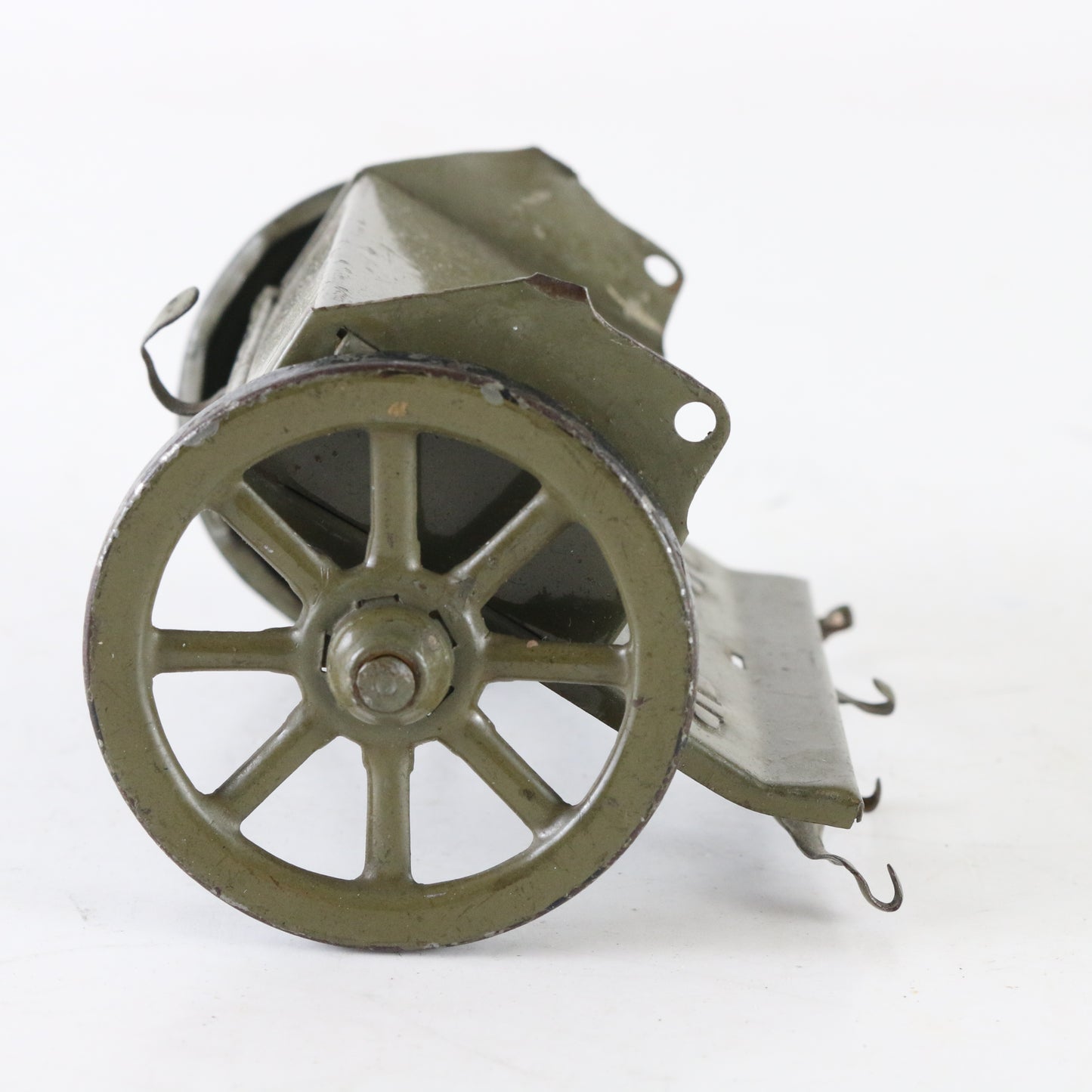 Lineol-style metal horse-drawn military supply cart Germany vintage toy