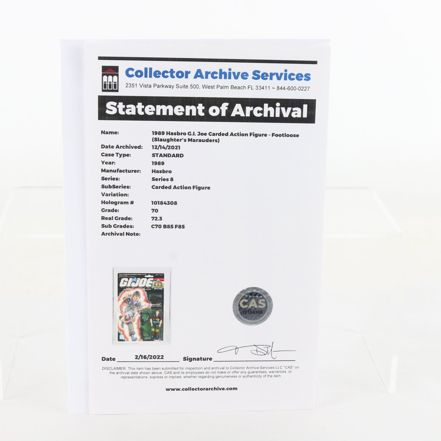 GI Joe Hasbro Footloose Slaughters Marauders 3.75" Figure CAS 70 Graded 1989