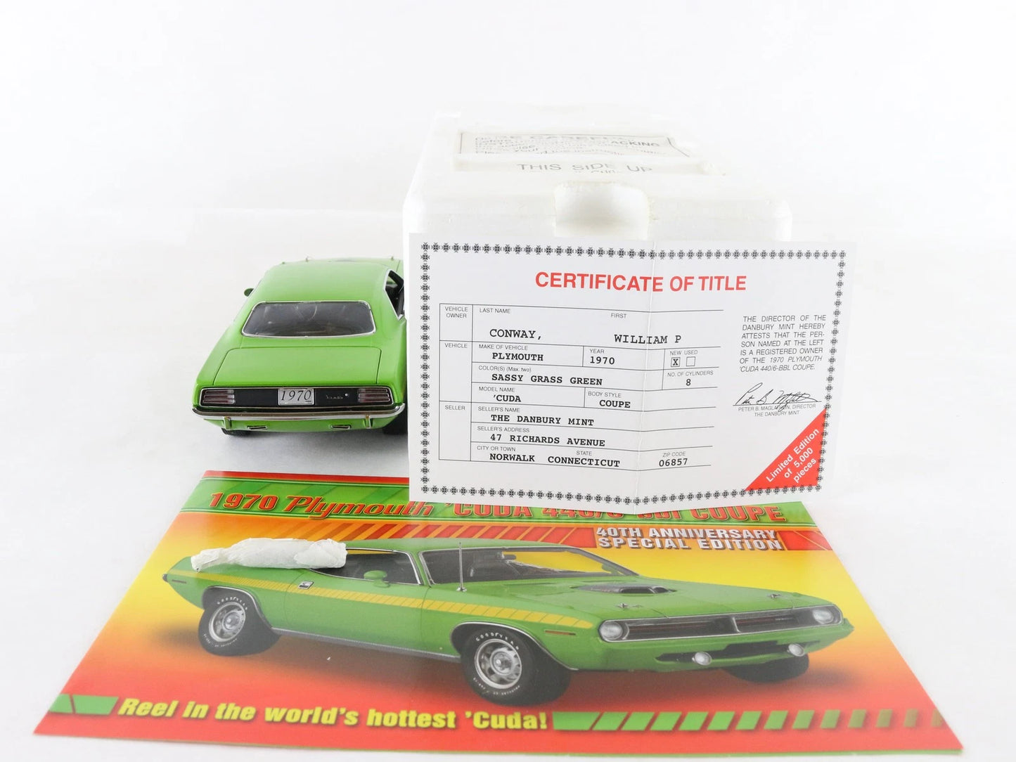 1970 Plymouth Barracuda Cuda Coupe 440/6-BBL Green Danbury 1:24 LE #1001/5000