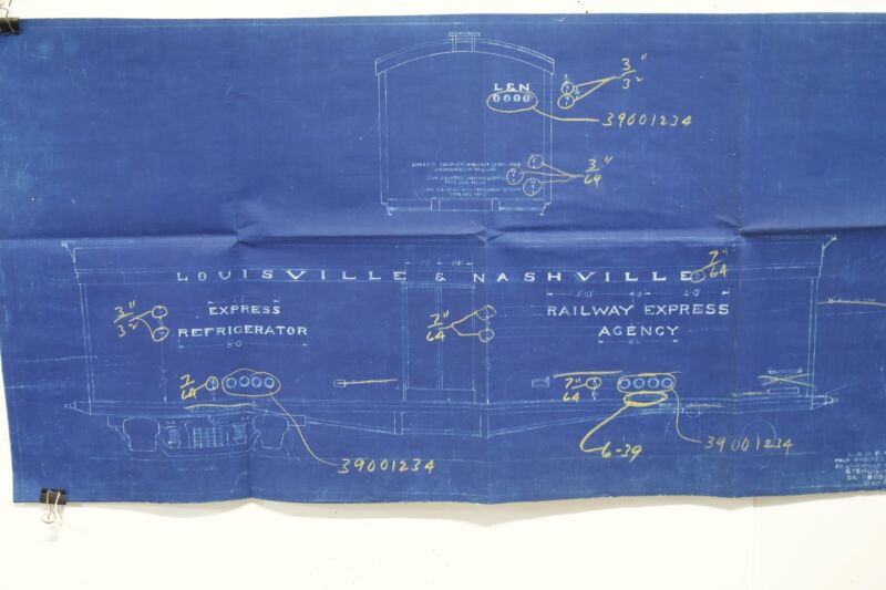 Louisville & Nashville L&NRR Stenciling Reefer Car Blueprint 1930 80389 30���