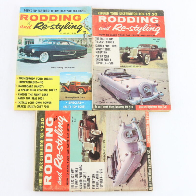 Lot Of 5 Rodding & Restyling Jan Feb Mar 1957 Vintage Car Magazines