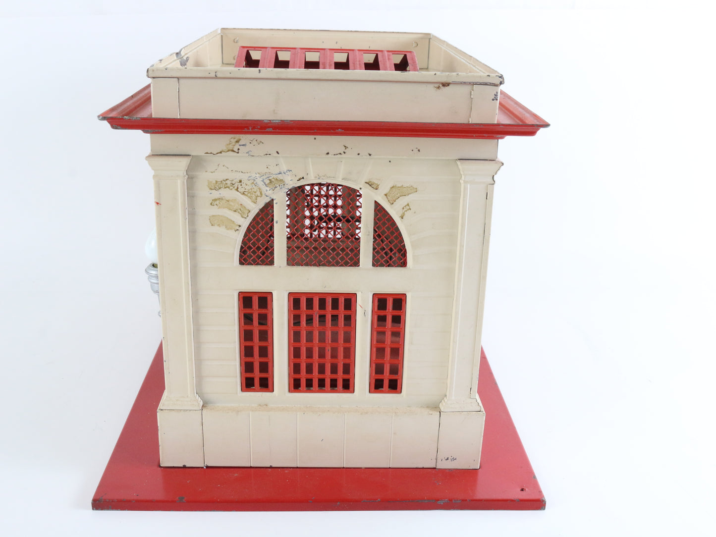 City Passenger Train Station Red & White Tinplate Lionel O 115 Tinplate classic station building for O gauge