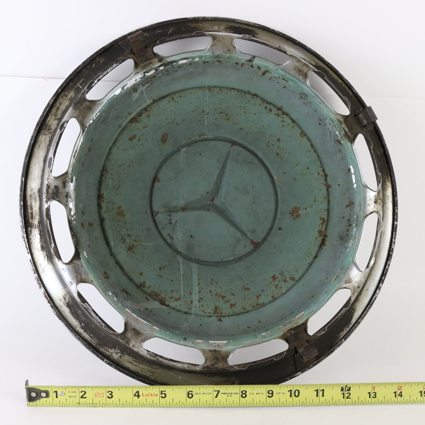 Vintage Mercedes Benz Blue Center Metal Wheel Hubcap 15.5"
