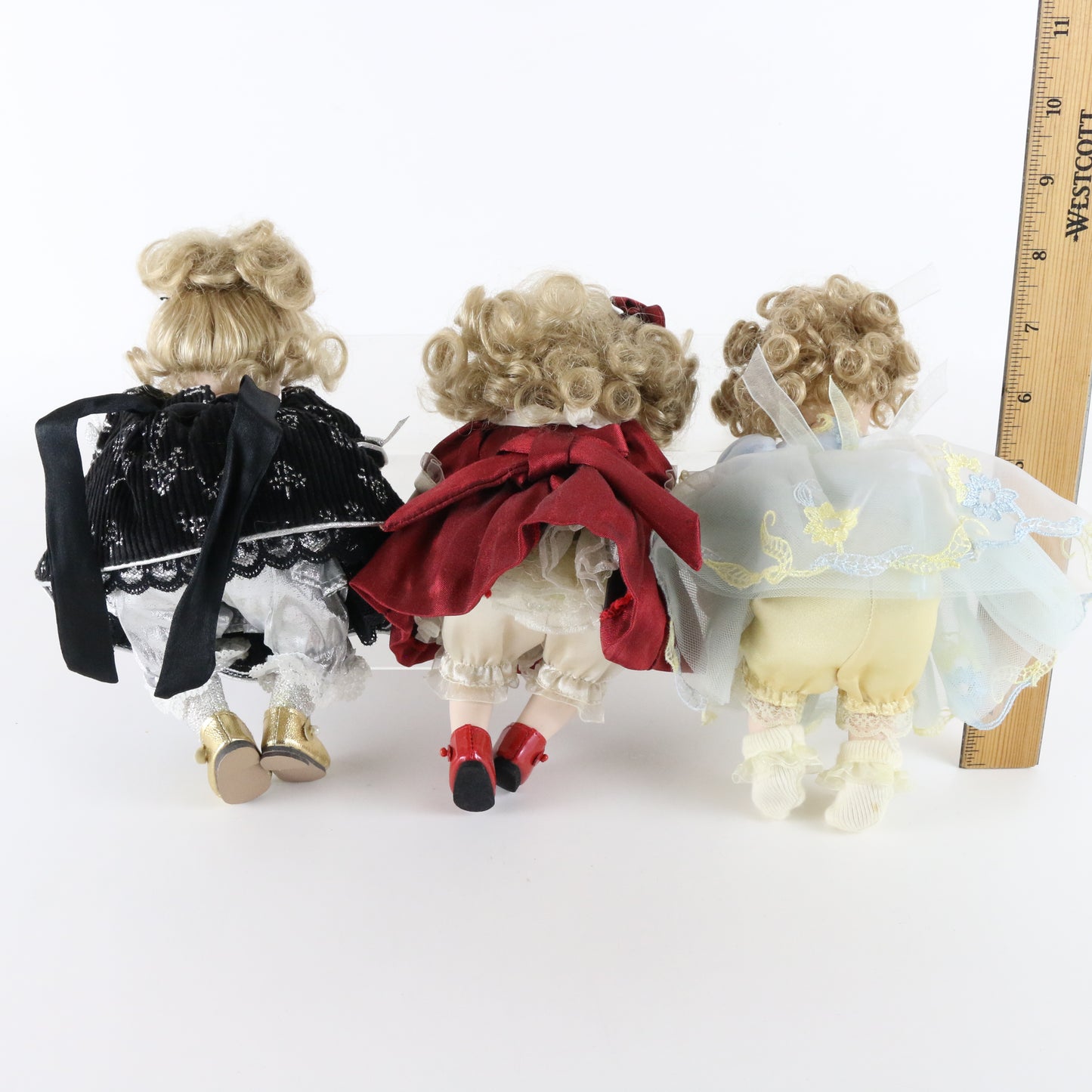 Set Of 3 Tiny Tot Trio M'lissa Virginina Marie Osmond 8" Porcelain Dolls 338