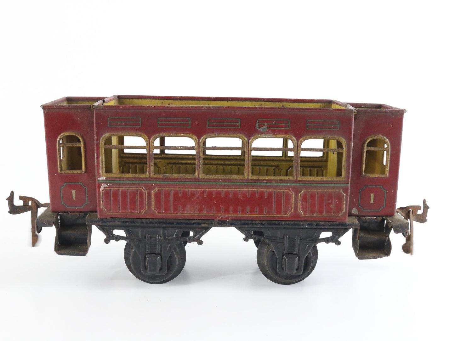 Bing GBN O Prewar Red 1st Class Passenger Coach Car Model Train antique tin litho passenger car rare find