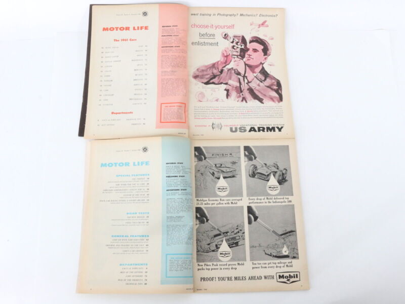 Lot Of 5 Motor Life MAGAZINE Vintage AUTOMOBLIA Sep Oct Nov Dec 1960 35c