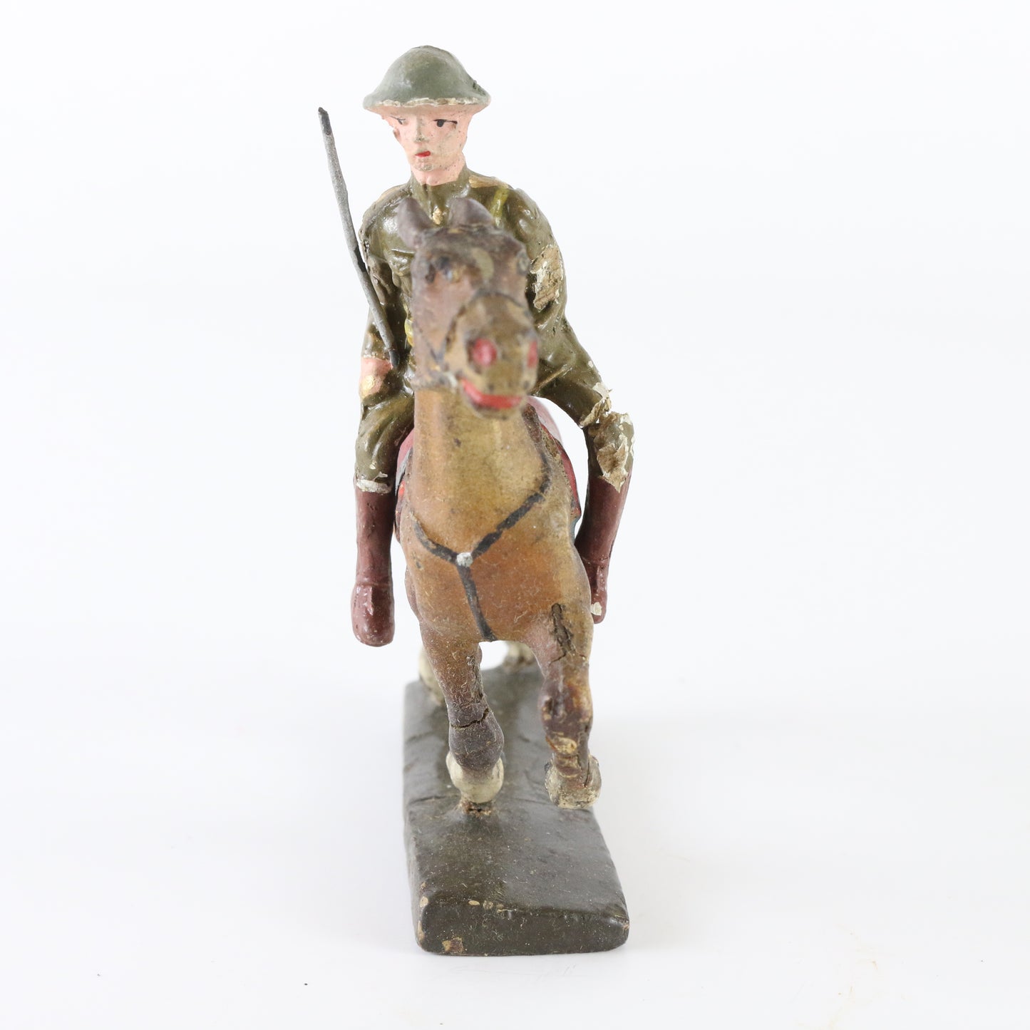 1930s Lineol running horse with riding soldier German cavalry composite toy