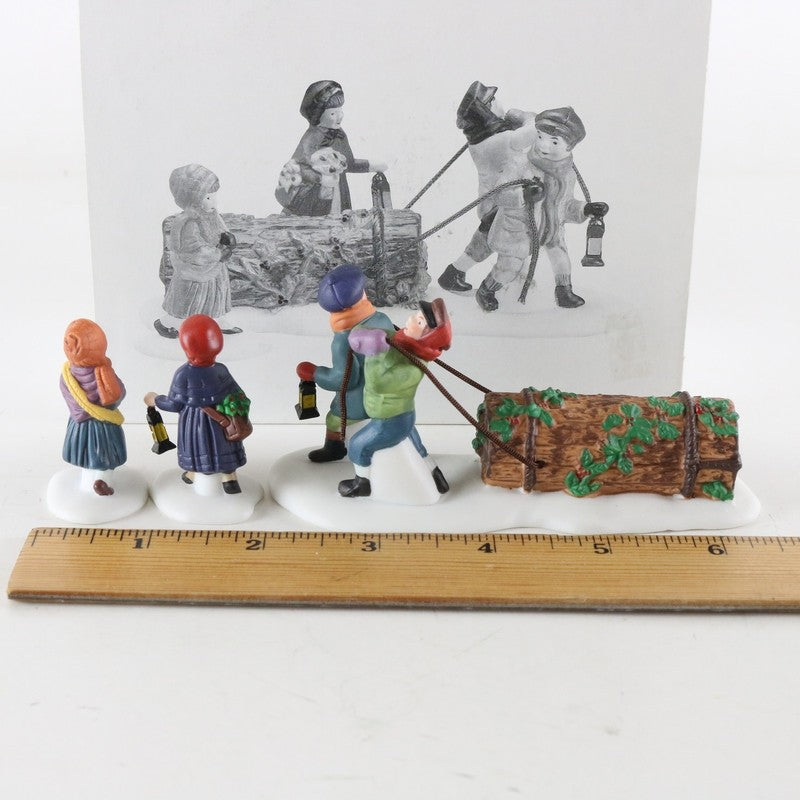 Dept 56 Heritage Village Bringing Home The Yule Log Set Of 4 Christmas 5558-1