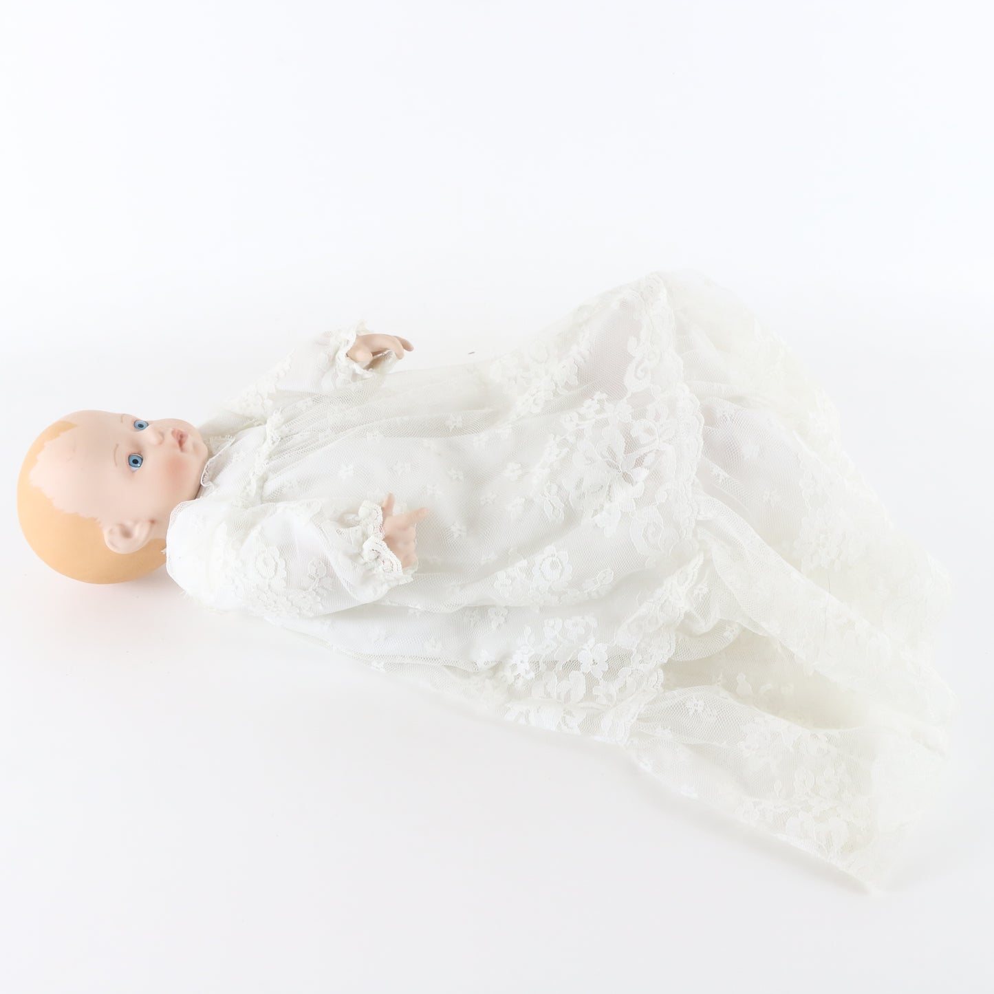 Christening Baby Elke Hutchens Danbury Mint 13" Porcelain Doll W/ White Dress