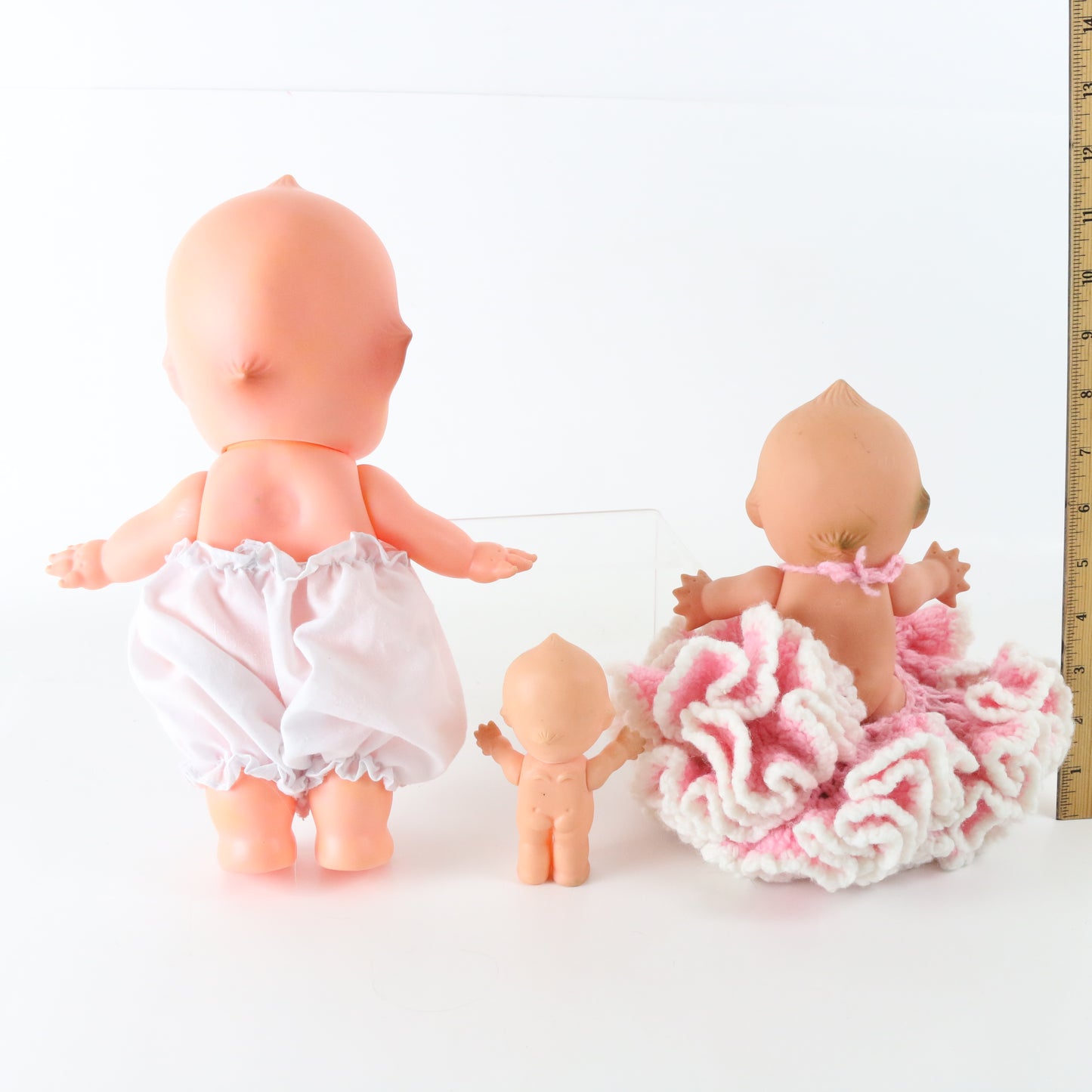 Lot Of 3 Vintage Kewpie Dolls Various Sizes W/ Custom Clothing Taiwan