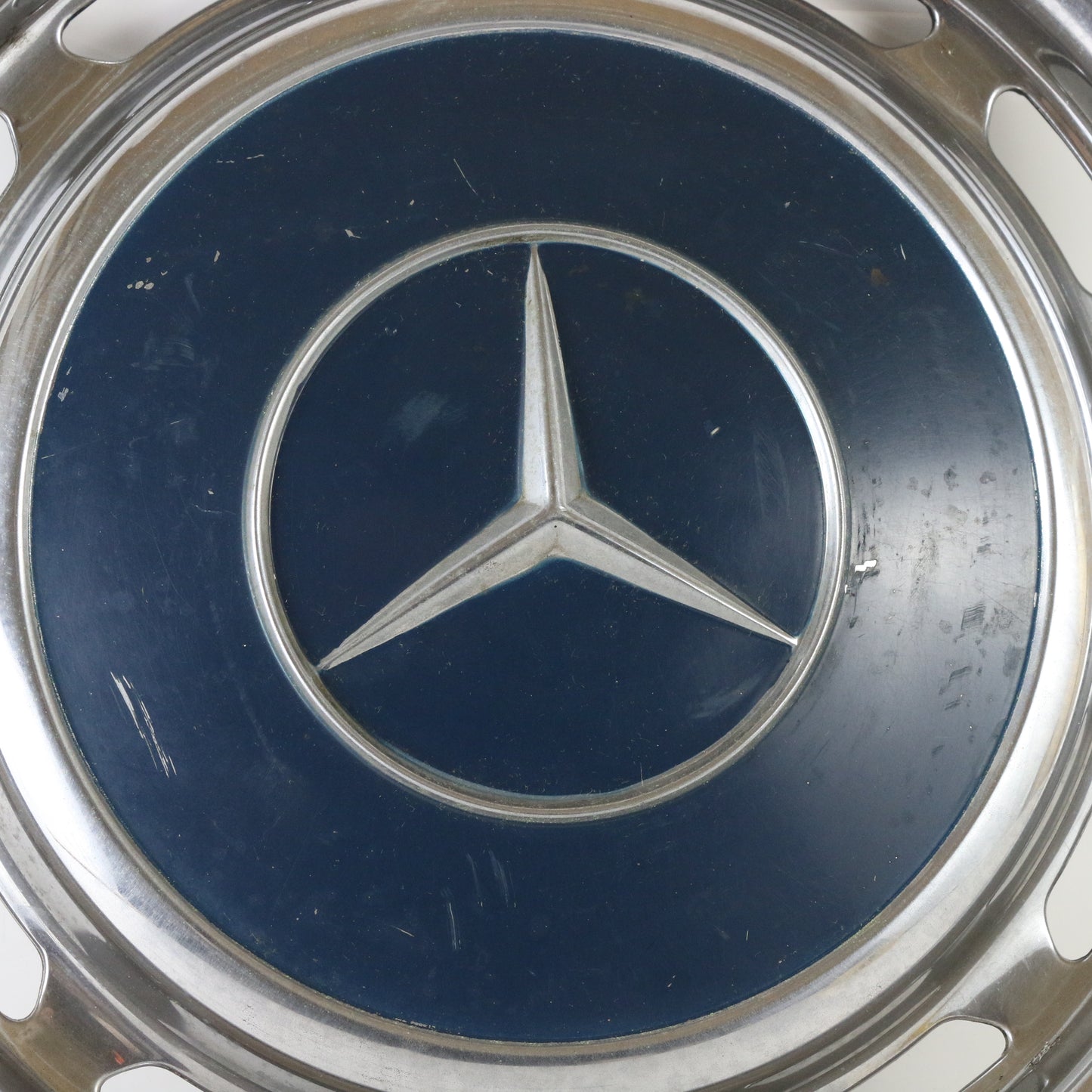 Vintage Mercedes Benz Blue Center Metal Wheel Hubcap 15.5"