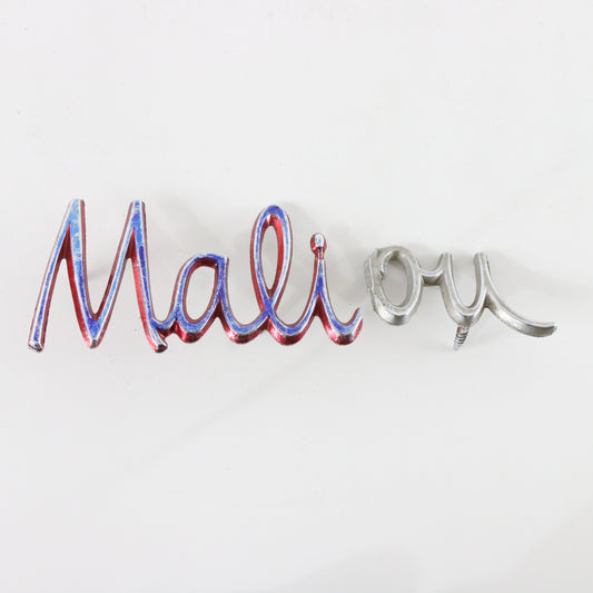 Vintage 1968 Chevrolet Chevelle Malibu Red & Blue Metal Emblem Pieces