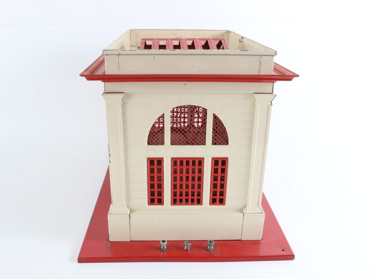 City Passenger Train Station Red & White Tinplate Lionel O 115 Tinplate classic station building for O gauge
