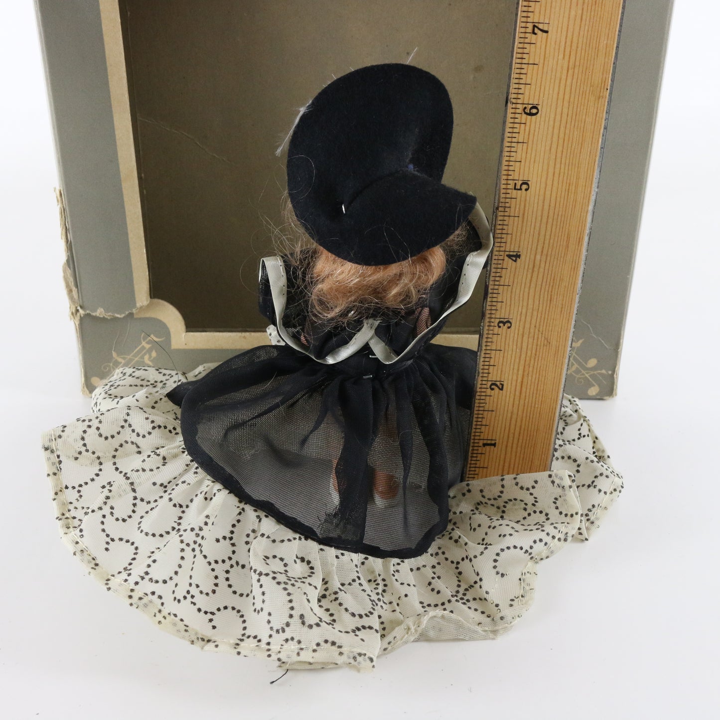 Vintage Diamond Jill Beau Art Black Dress Girl Doll 6"