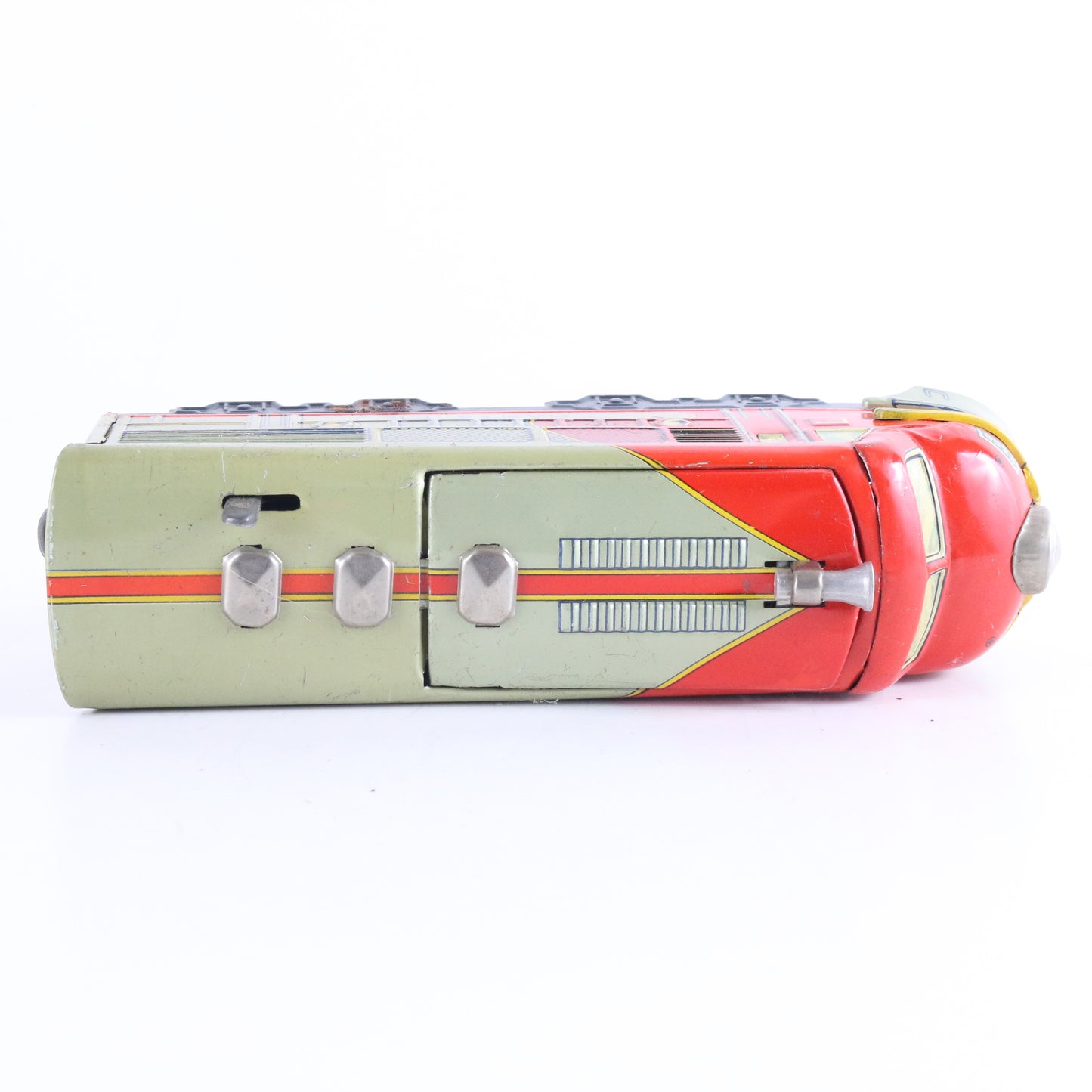 Santa Fe 2356 Diesel Locomotive Red & Yellow Battery Tin Litho Sakai? 7” Nomura? bright ATSF battery-powered engine