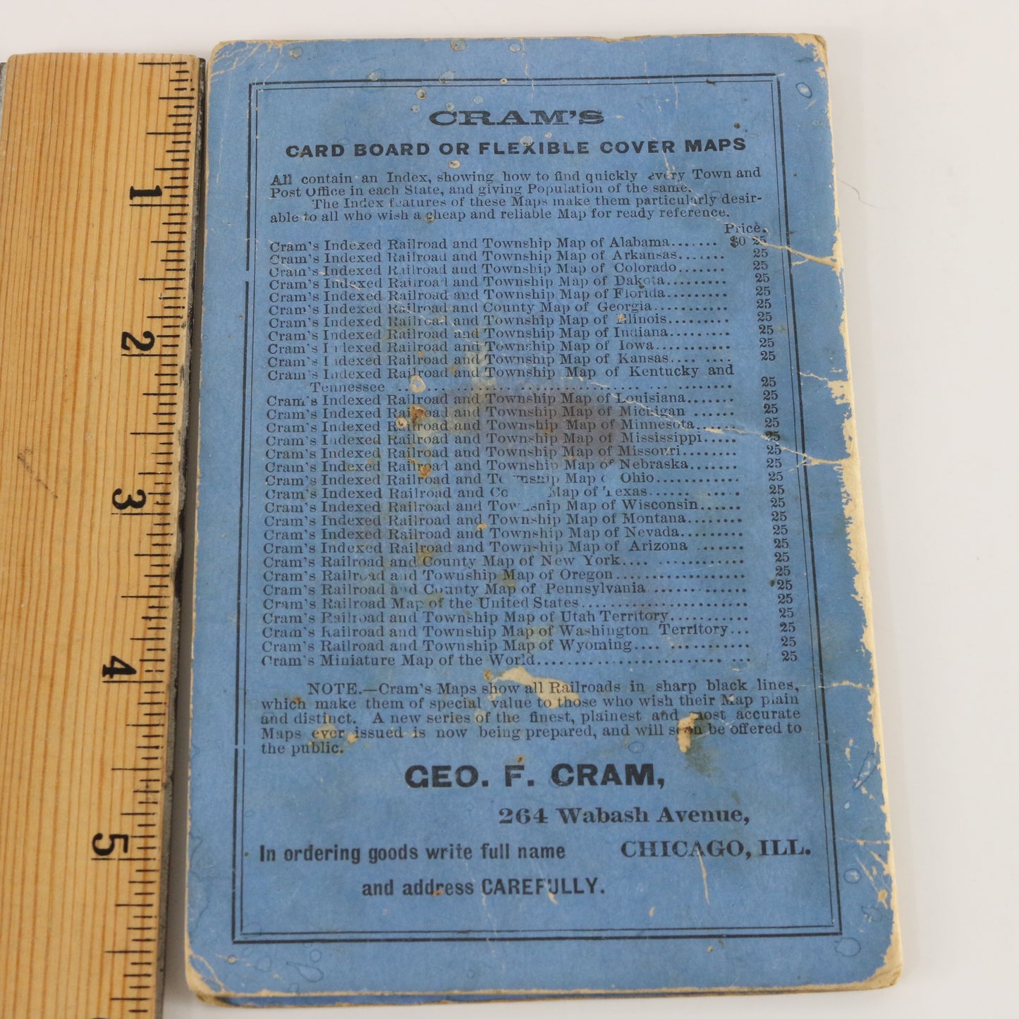 Vintage Crams Township & Railroad Map of Michigan by George Cram (1890s)