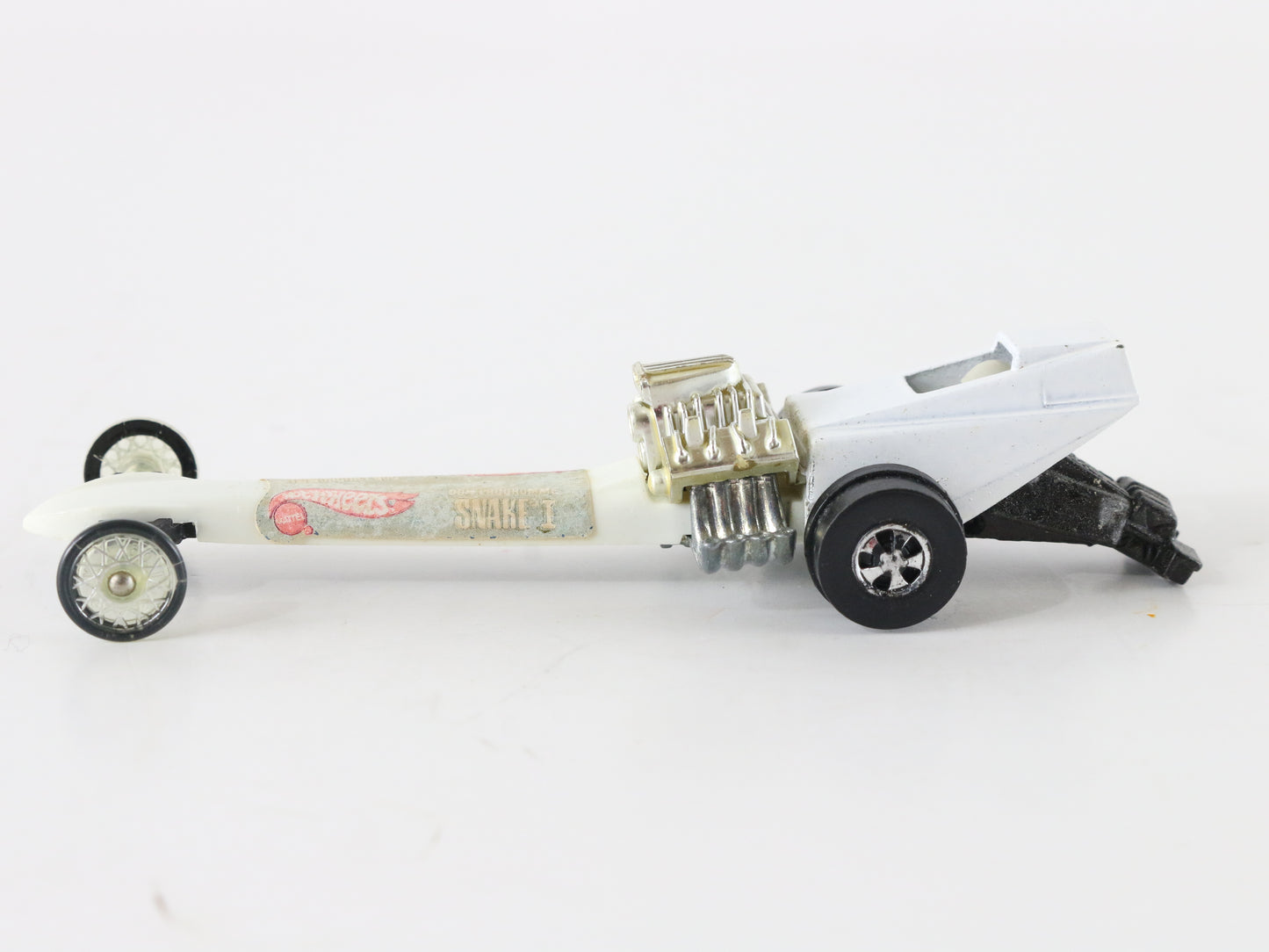 Vintage Hot Wheels Snake 1 Fuel Dragster Don Pruhomme White Mattel 1:64 5951002