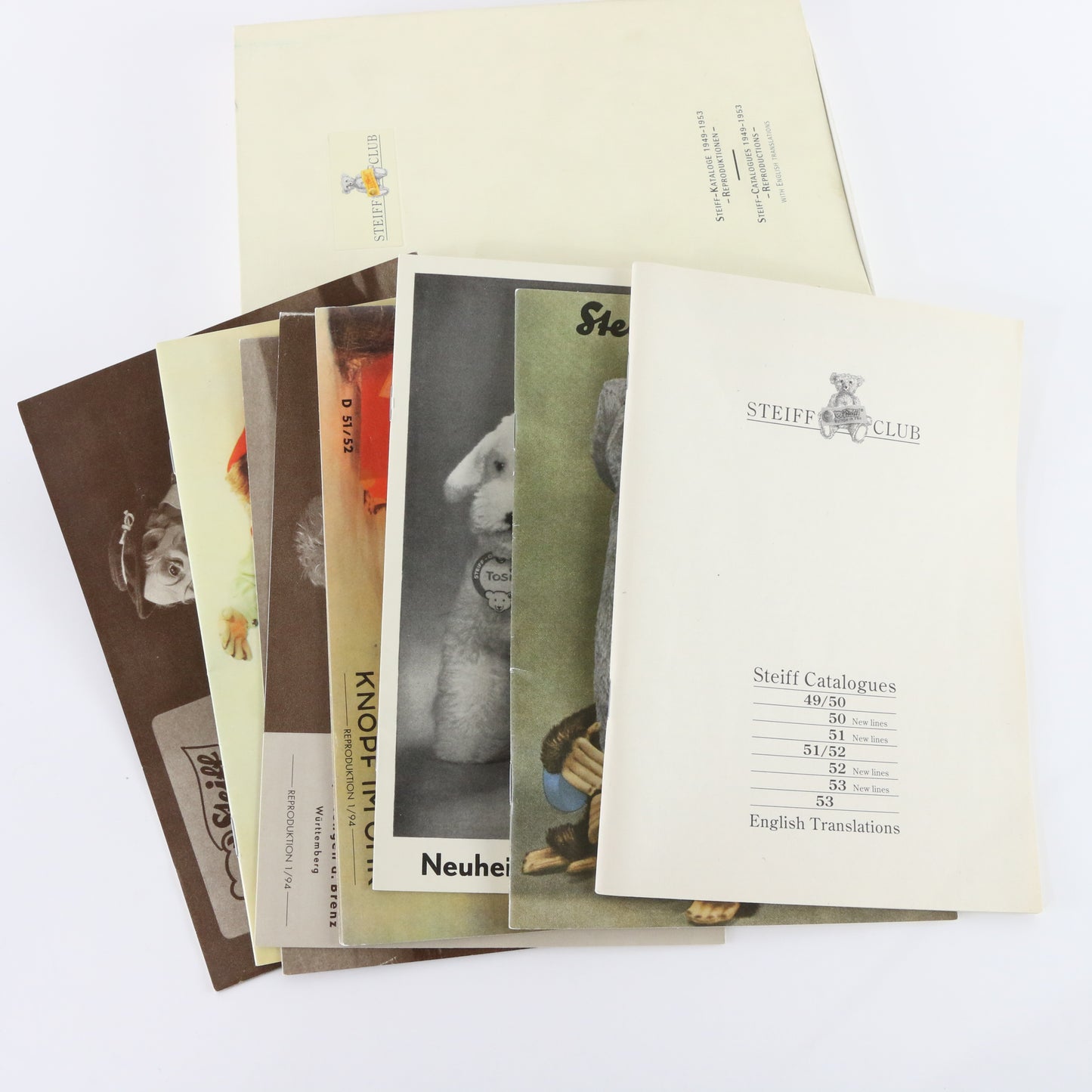 Lot of 3 Vintage Steiff Club Reproduction Catalogs & Boxes (1937-1965)