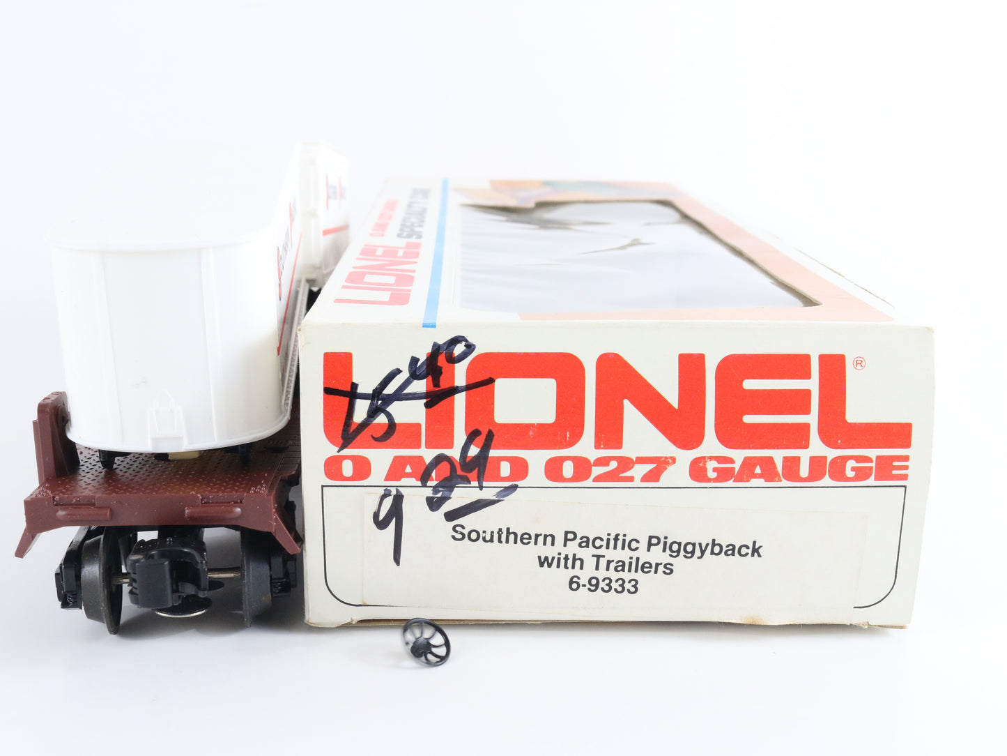 Southern Pacific SP 9333 Piggyback Flat Car W/ Trailers Lionel O 6-9333 classic SP intermodal freight model