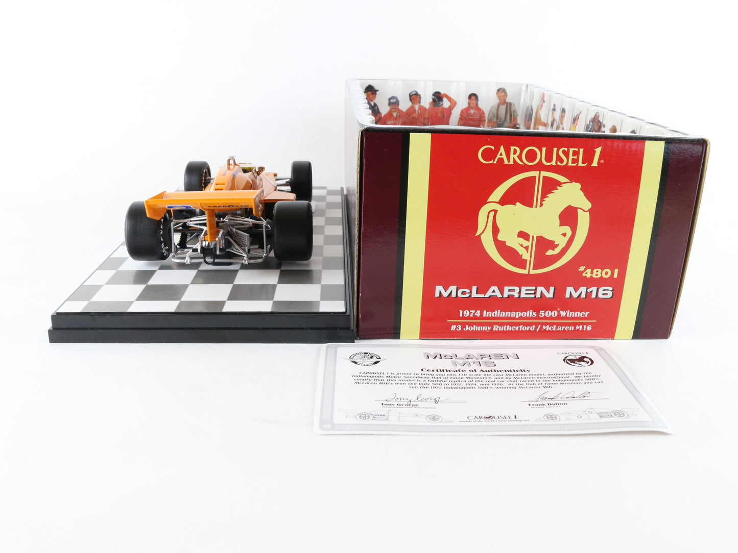 1974 Mclaren M16 #3 Rutherford Indy 500 Orange Carousel 1 1:18 Diecast Model Car