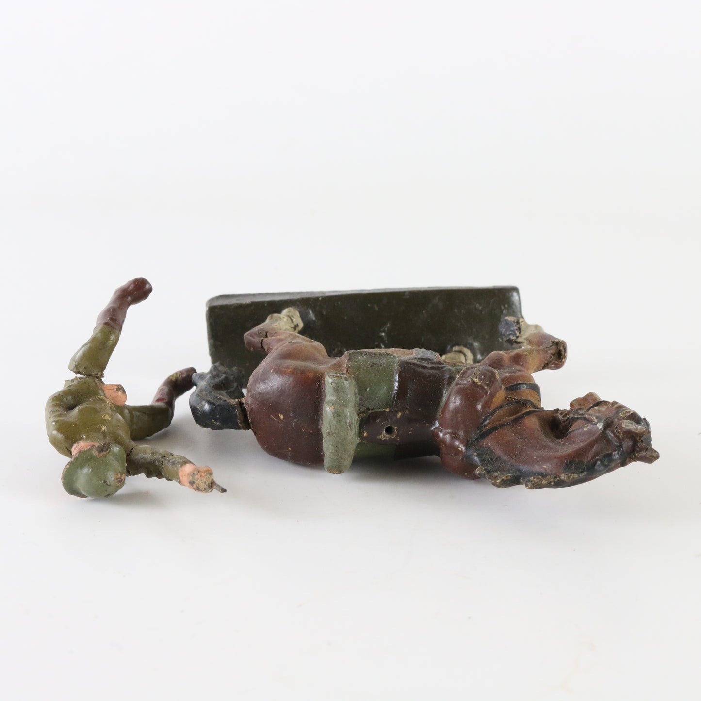Lineol WWI German horse with charging soldier composite figure antique toy