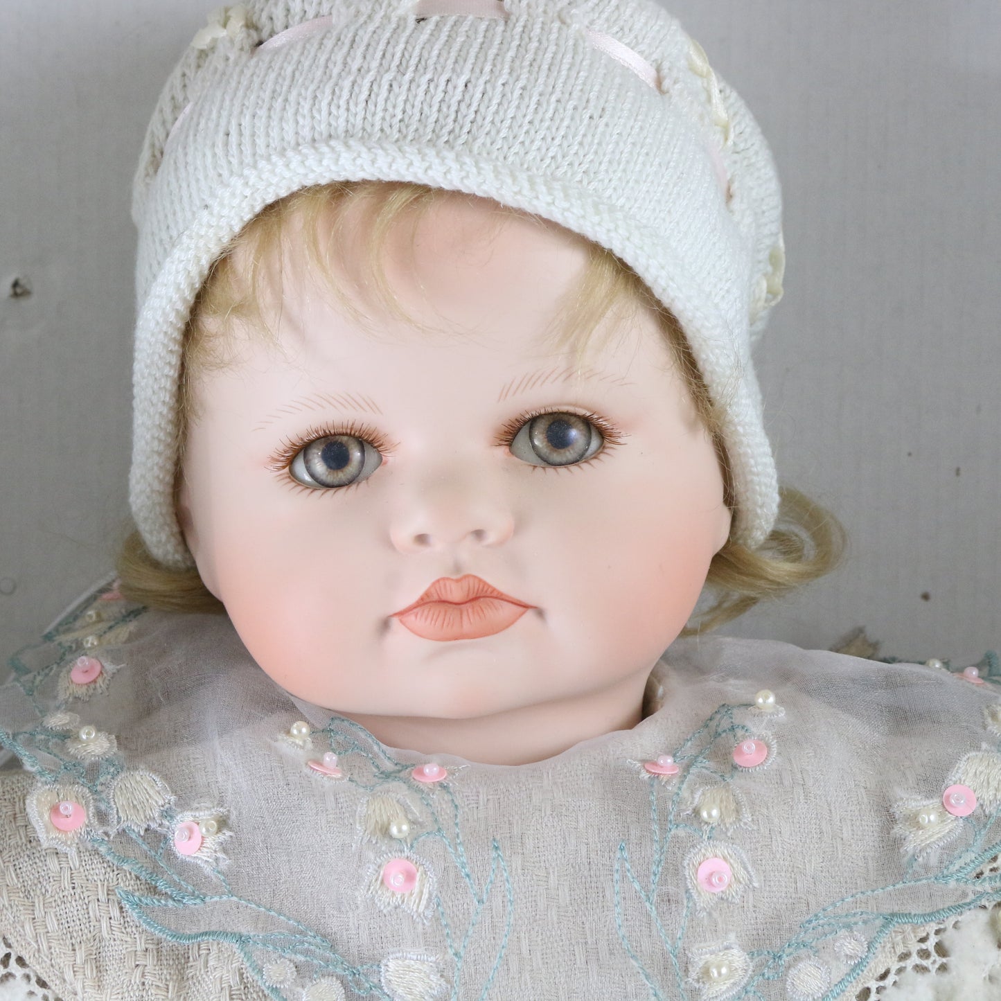 Sacha Christine Cecile Mundia Collection Linen Costume Large Porcelain Doll 18"