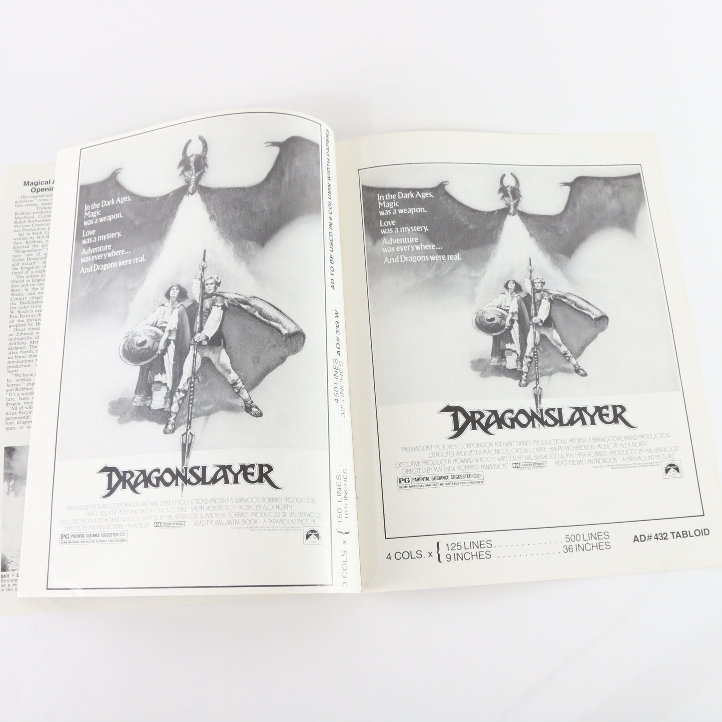 Dragonslayer 1981 Paramount Disney Original Movie Press Booklet