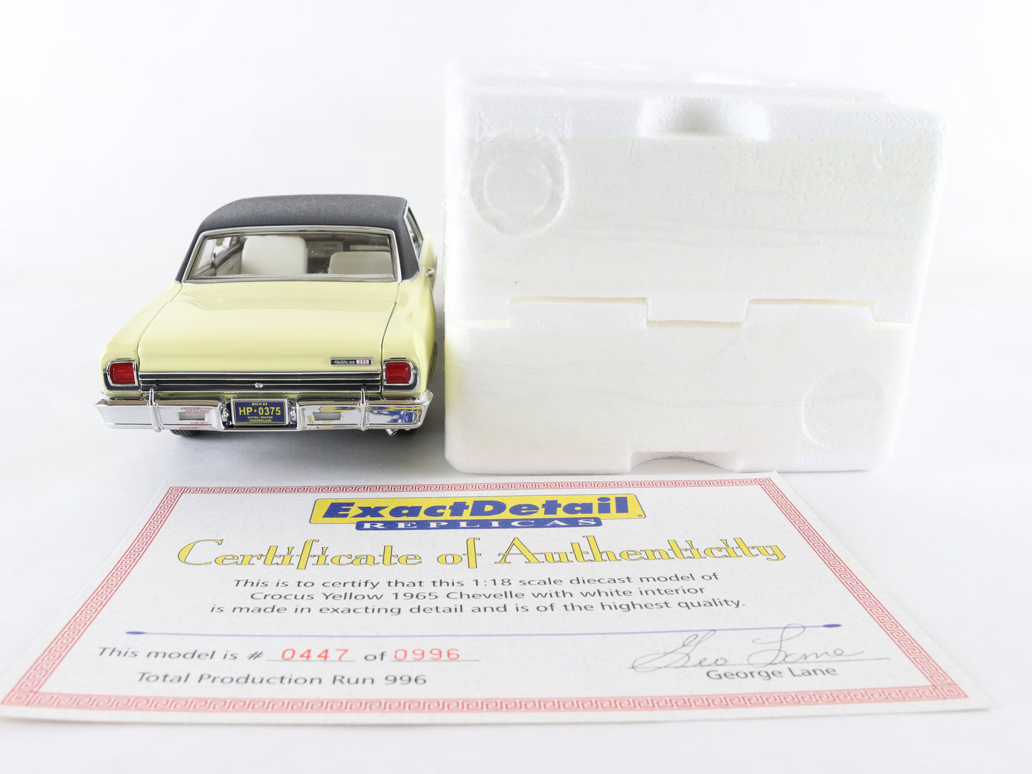 1965 Chevelle Malibu SS 396 Turbo Jet Crocus Yellow Exact Detail 1:18 Model Car