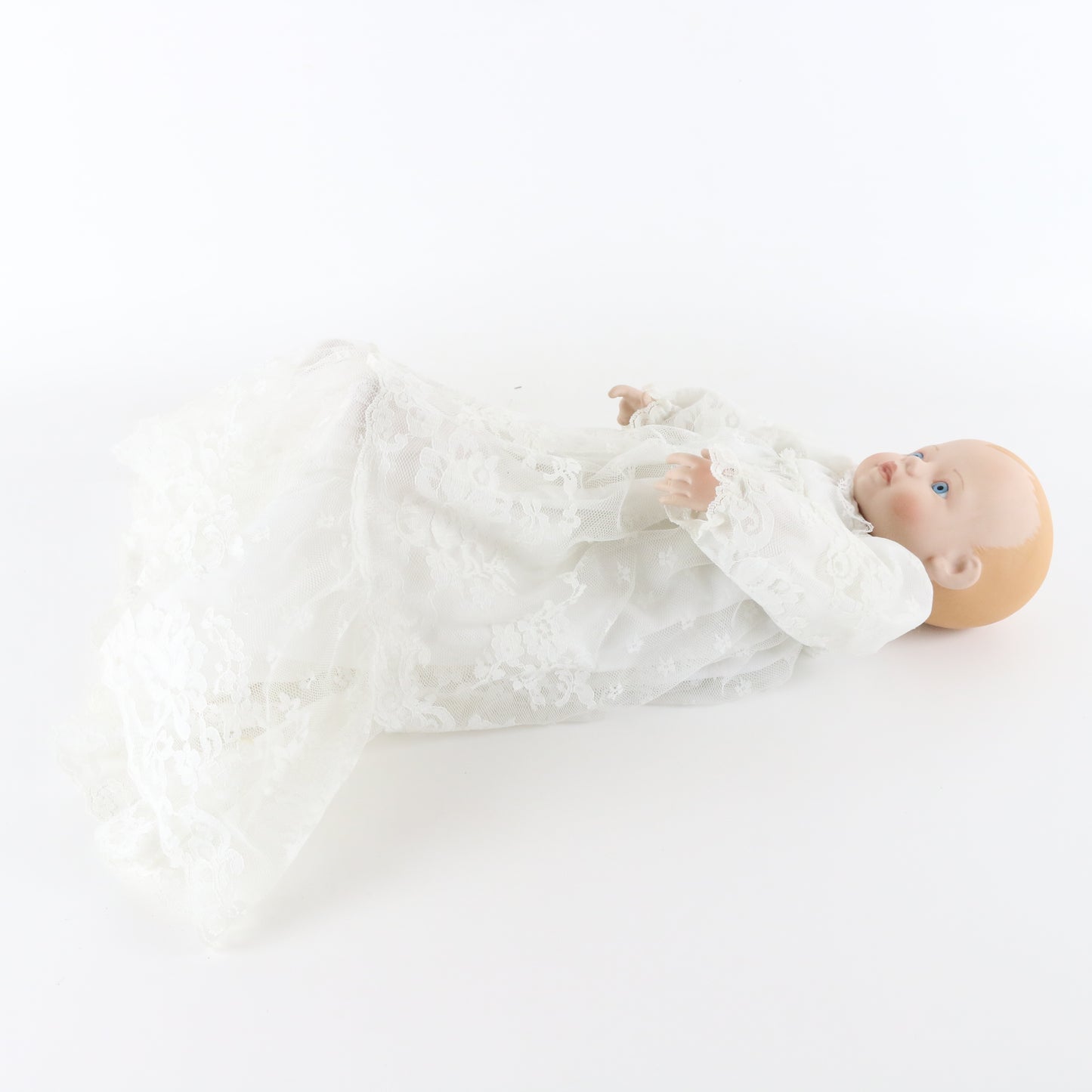 Christening Baby Elke Hutchens Danbury Mint 13" Porcelain Doll W/ White Dress