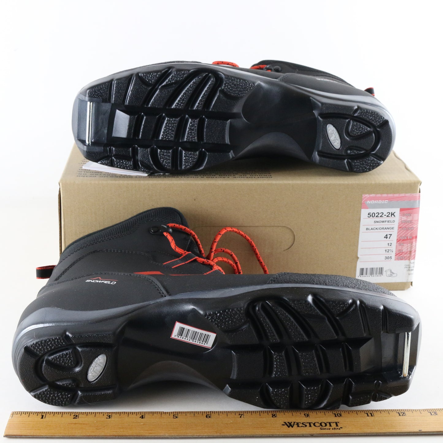 Alpina Snowfield Black & Orange Mens Cross Country Ski Boots Size 12.5 USA