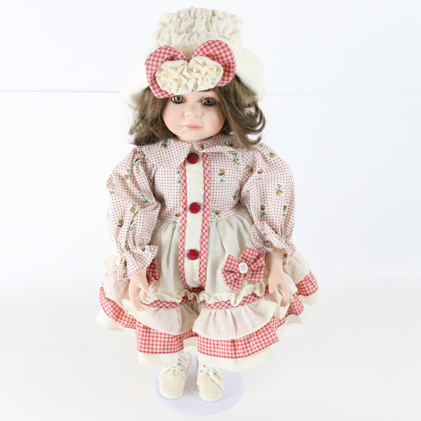 Standing Girl Floral Dress William Tuss Large 16.5" Porcelain Doll