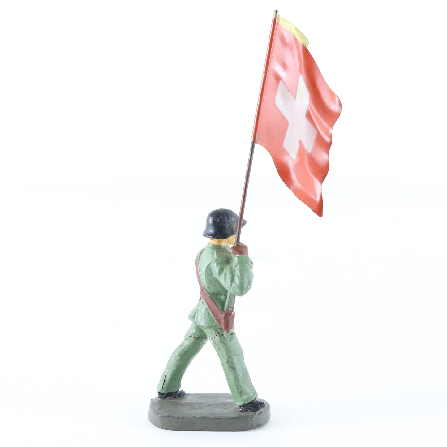 Elastolin WWII Swiss Armed Forces Flag Bearer German Made Toy Soldier 3"