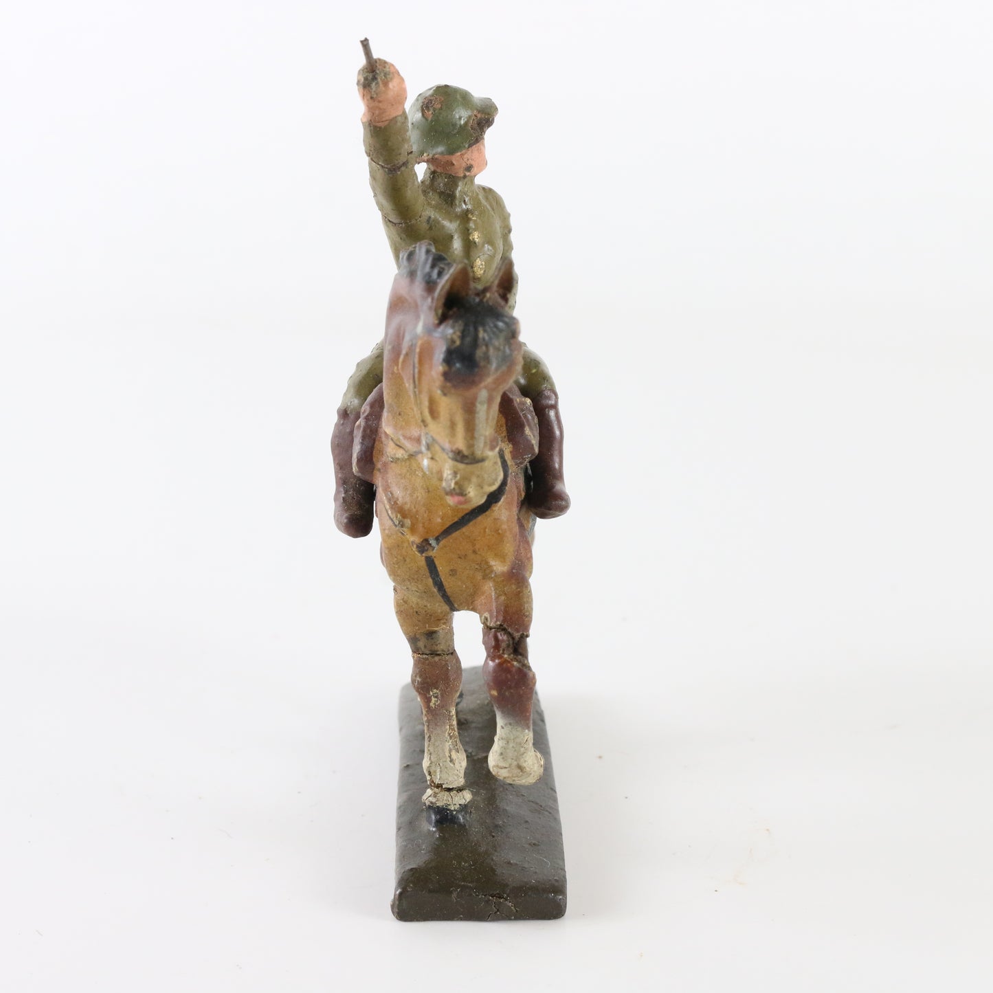Lineol WWI German horse with charging soldier composite figure antique toy