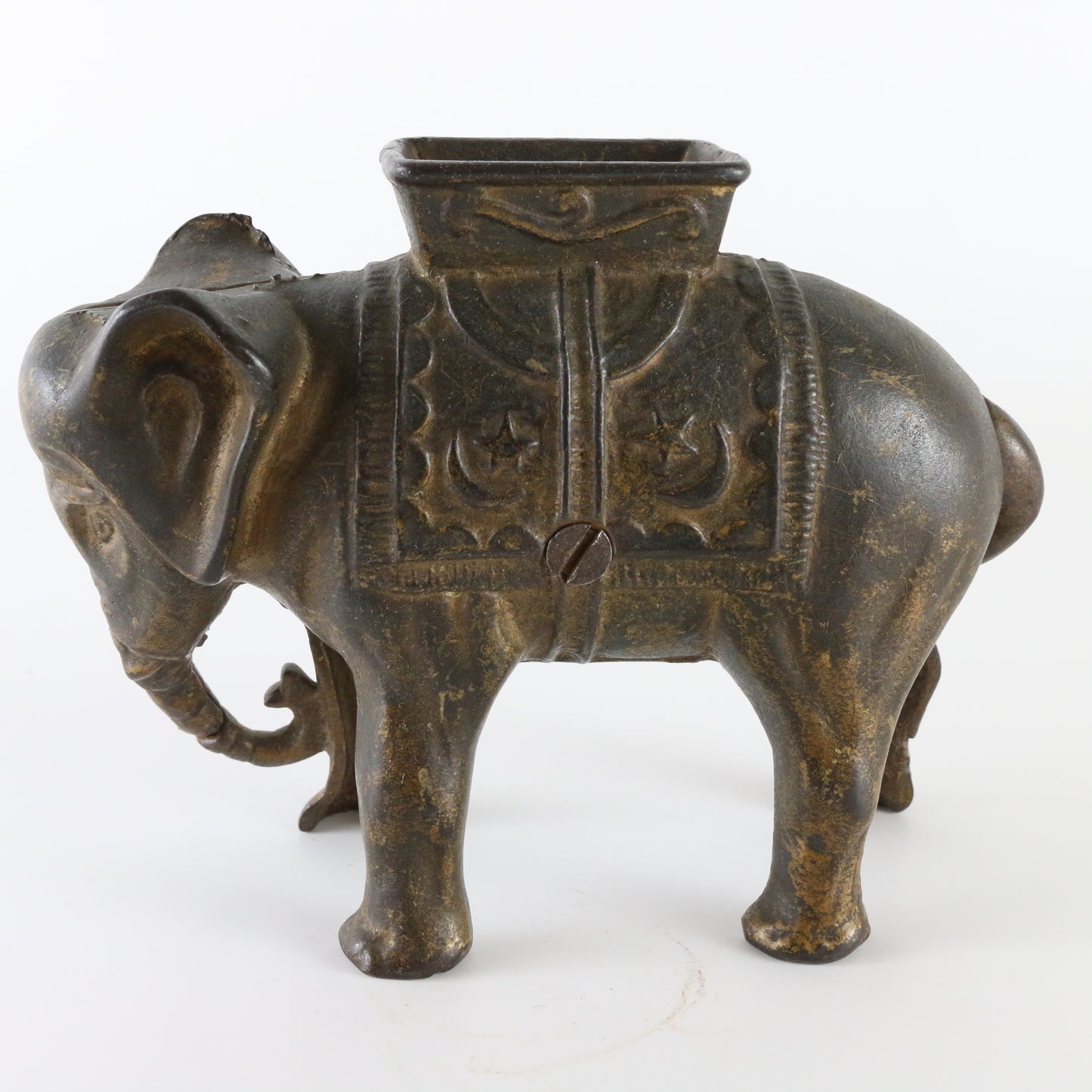 AC Williams cast iron standing circus elephant coin bank vintage toy
