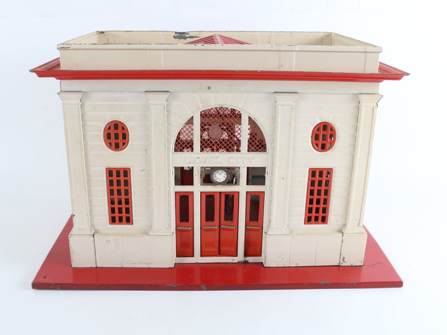 City Passenger Train Station Red & White Tinplate Lionel O 115 Tinplate classic station building for O gauge