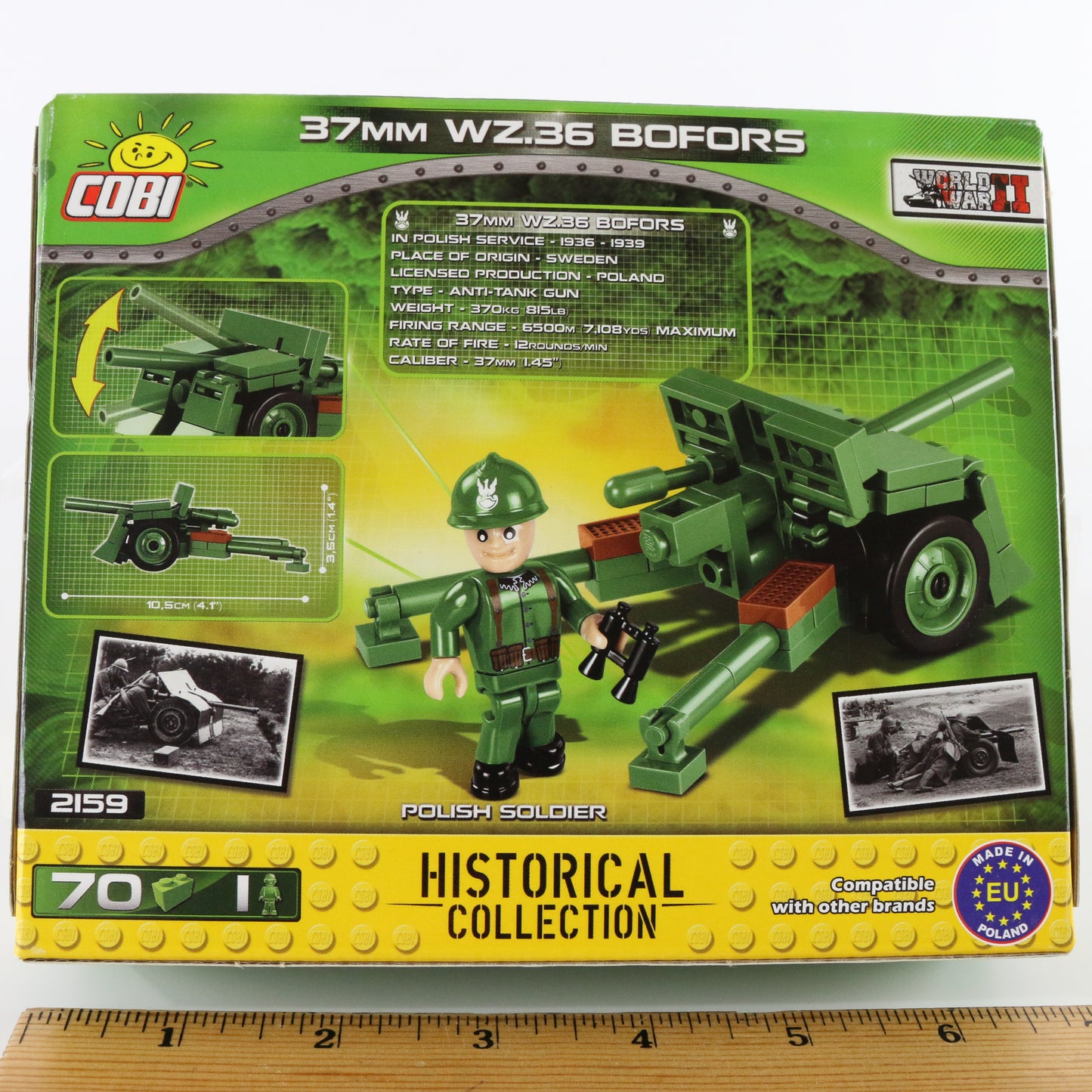 37mm Wz.36 Bofors Anti Tank Gun W/ Figure WW2 Historical Collection Cobi 2159